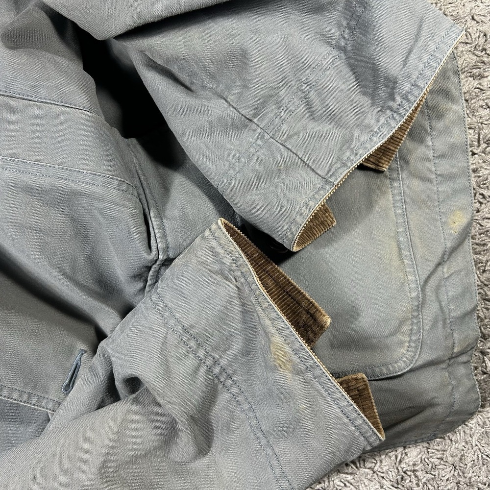 LL Bean Jacket Mens XL Green Canvas Barn Chore Coat Corduroy Cuffs Lined Faded - Picture 13 of 13